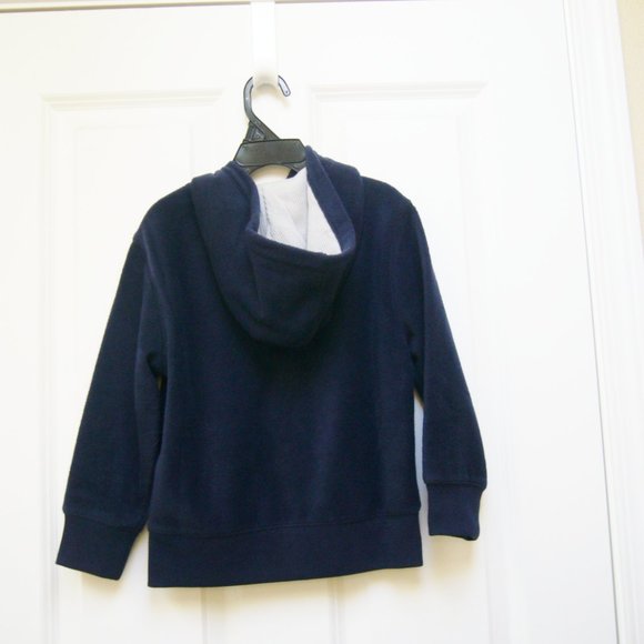 New Gap Kids Fleece Hoodie Logo Zippered Navy - Picture 3 of 5